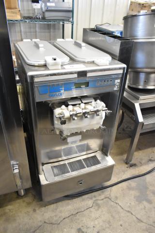 Taylor 337-27 Stainless Steel Commercial Countertop Air Cooled 2 Flavor w/ Twist Soft Serve Ice Cream Machine. 208-230 Volts, 1 Phase. - Item #1219230