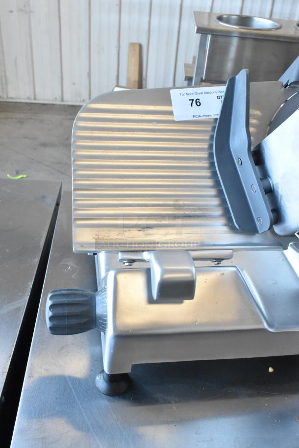 2022 Hobart EDGE12-11 stainless steel meat slicer with blade sharpener, 115V, commercial countertop model, excellent condition.