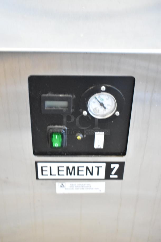 Jun-Air 87R-4MN1-HSBHH stainless steel nitrogen generator, control panel close-up with gauge and switches.