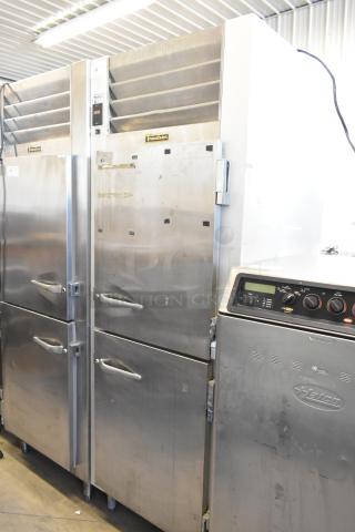 Traulsen G12000 Stainless Steel Commercial 2 Half Size Door Reach In Freezer w/ Metal Racks. 115 Volts, 1 Phase. - Item #1219254