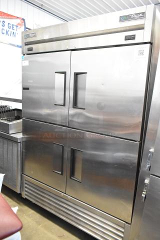 2021 True  T-49DT-4-HC Stainless Steel Commercial 4 Half Size Door Reach In Freezer w/ Poly Coated Racks on Commercial Casters. 115 Volts, 1 Phase. - Item #1219257