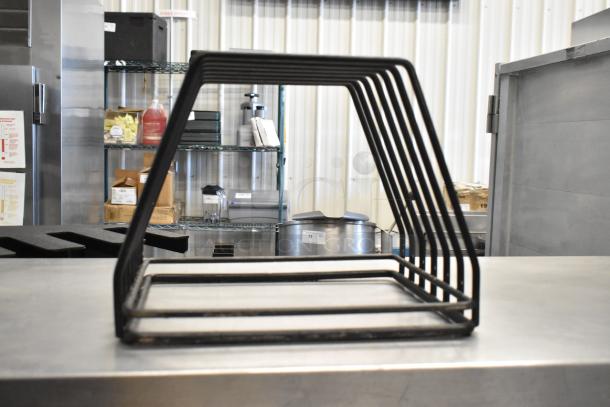 Metal bin and cutting board drying rack in good condition on stainless steel surface, includes 2-times your bid offer.