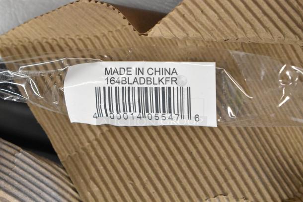 Barcode label for Lancaster Table & Seating 164BLADBLKFR Black Ladder Back Bar Height Chair, new condition, Made in China.