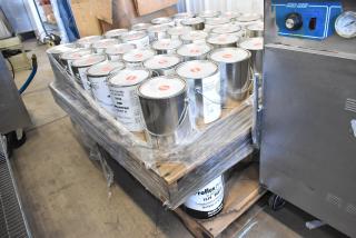 70 Pro Guard Cans on pallet, including 1519 Part A Proflex Primer and 9908 EPDM Super Pipe Seal Part A.
