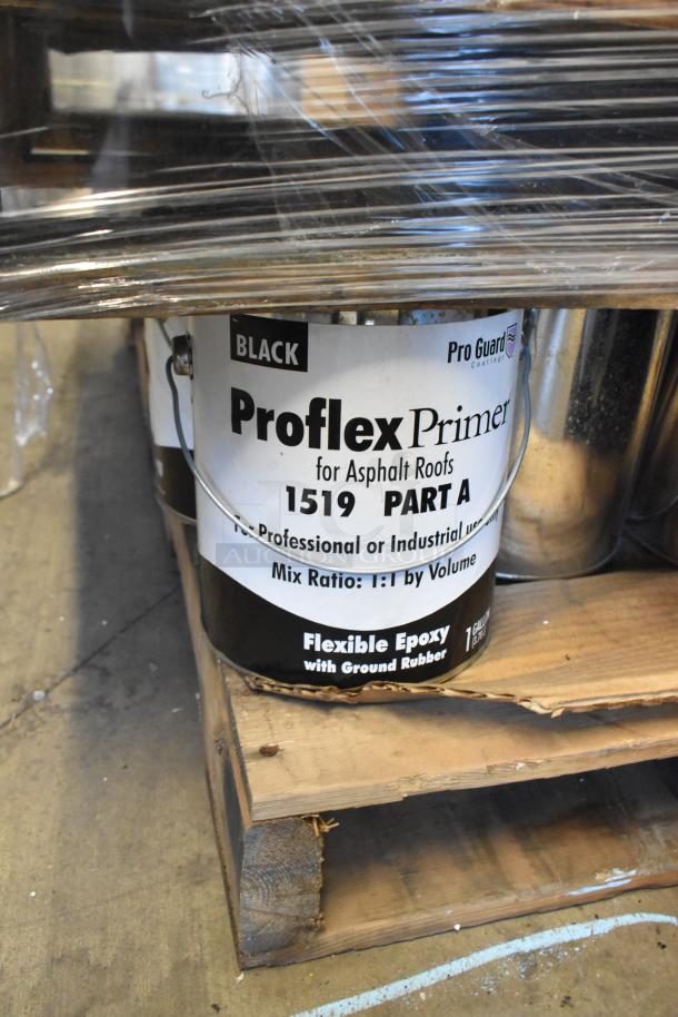 70 Pro Guard cans including 1519 Part A Proflex Primer for asphalt roofs. Unopened, professional use, with flexible epoxy.