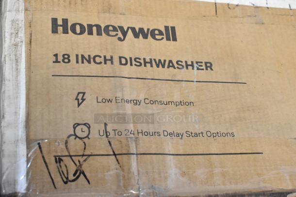 Brand new Honeywell HDS18SS 18" slimline dishwasher in box. Stainless steel, low energy, 24-hour delay start, 115 volts.