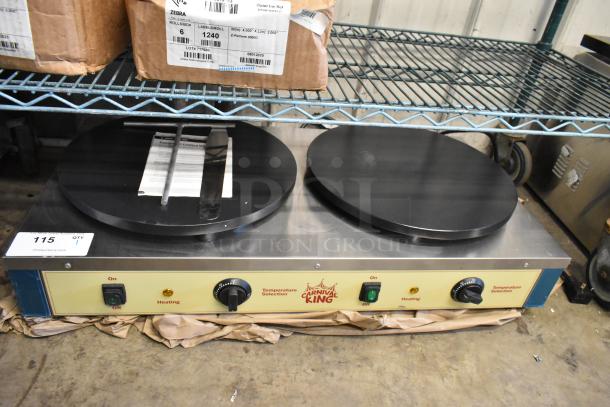 Carnival King 382TCM16DBL dual crepe maker, stainless steel, 16" non-stick surface, brand new scratch and dent, 208/240V.