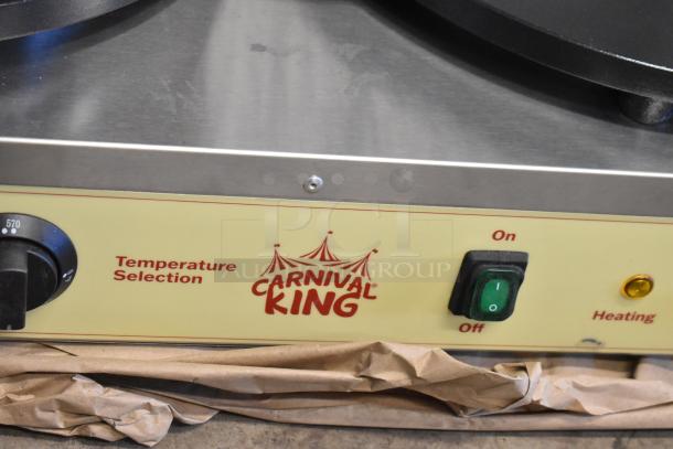 Carnival King 382TCM16DBL stainless steel 16" dual non-stick crepe maker, 208/240V, brand new with minor scratches.