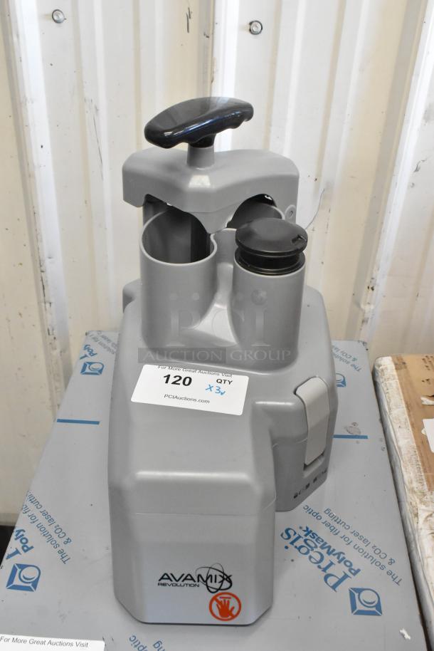 AvaMix food processor set includes a continuous feed head, grating, and slicing blades. New, with label indicating set of 3.