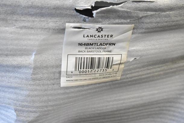 Lancaster 164BMTLADFRN Black Ladder Back Barstool Frame label, scratch and dent condition, Made in Malaysia.