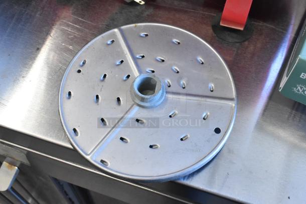 10 stainless steel cylindrical drop-in bins, durable construction, excellent condition, enhances kitchen or storage organization.