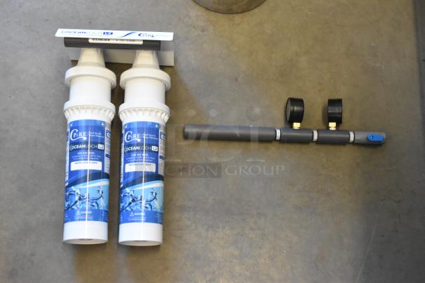 BRAND NEW SCRATCH AND DENT 790OCLOKITL2 C Pure Oceanloch+ L2 Dual Water Filtration System, 1 Micron, 3.34 GPM, with gauges.