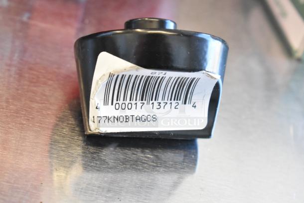 Brand new Avantco 177KNOBTAGCS knob, barcode label visible, minor dent, for Chef Series CAG griddles; includes RV48L gas hookup.