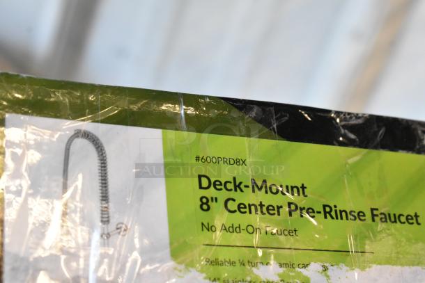 BRAND NEW SCRATCH AND DENT! 600PRD8X Regency pre-rinse faucet, 1.15 GPM, deck-mounted, 8" centers. Box shows minor wear.