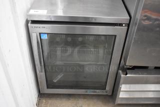 2019 True TUC-24G-HC stainless steel undercounter cooler, single glass door, commercial-grade, 115 volts, Energy Star label.