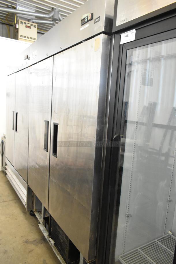 Avantco 178A49FHC stainless steel 2-door commercial freezer, poly-coated racks, commercial casters, 115V, 1 phase.