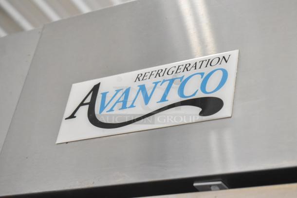 Avantco 178A49FHC stainless steel commercial freezer, 2 doors, poly-coated racks, on casters, 115V, 1 phase.