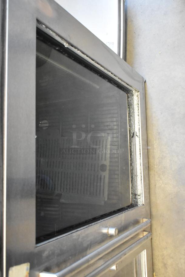 Perlick BBS60GS-S stainless steel 2-door back bar cooler merchandiser. Missing outer glass pane on right door.