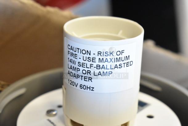 IN ORIGINAL BOX! Marset A654-012 Santorini Light Fixture with caution label indicating 14W max, 120V 60Hz.