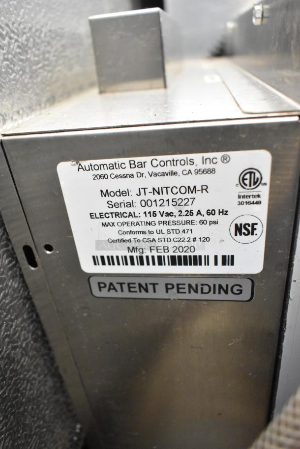 2020 Automatic Bar Controls JT-NITCOM-R stainless steel nitro dispenser, 115V, 1-phase, patent pending label visible.