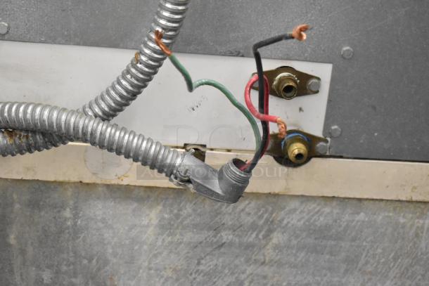 Power connections and wiring for Manitowoc SD1802A stainless steel commercial ice head, 208-230 volts, 1 phase.