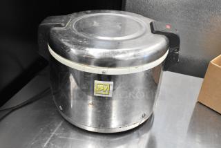 Thunder Group SEJ-20000 stainless steel rice cooker, 115 volts, used condition, visible maker's logo.