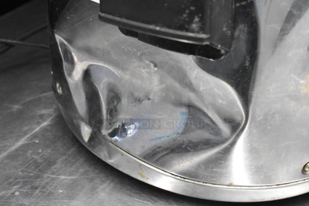 Thunder Group SEJ-20000 stainless steel rice cooker with visible dents on the exterior. 115 Volts, 1 Phase.