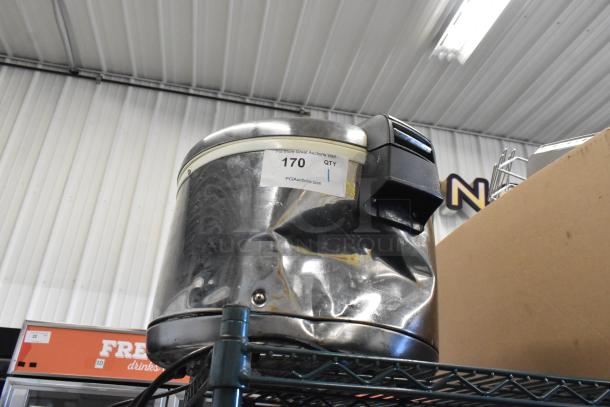 Thunder Group SEJ-20000 stainless steel rice cooker, 115 volts, visible dents and wear, auction tag displaying "170."