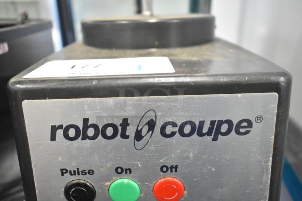 Robot Coupe R 301 U Series D metal commercial food processor base, 120 volts, 1 phase, visible wear, marked controls.