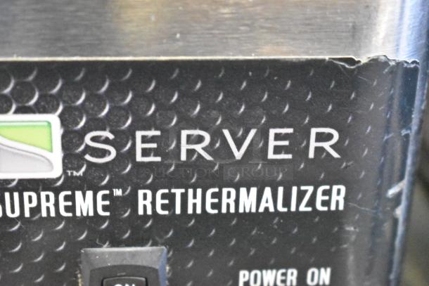 Server FSPW-SS Stainless Steel Countertop Supreme Rethermalizer, 120V, 1 Phase, with visible label featuring logo and model info.