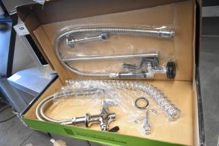 Brand new Hi Tek Regency 600PRDX pre-rinse faucet, 1.15 GPM, deck-mounted, 44" hose, slight scratch and dent.