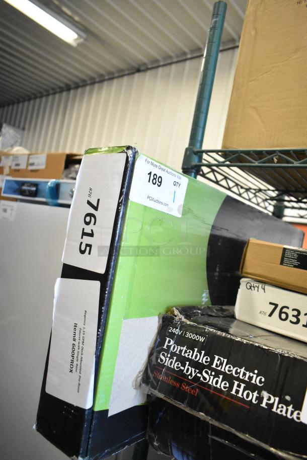 Brand new Regency 600PRDX deck-mounted pre-rinse faucet by Hi Tek, 1.15 GPM, 44" hose, in original packaging, slight box damage.