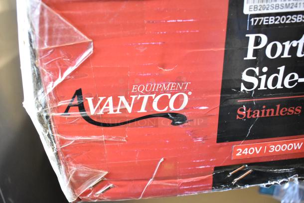 Brand new Avantco double burner, solid top, stainless steel hot plate, 240V, 1-phase; scratch and dent condition.