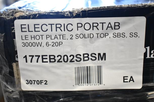 Brand new Avantco 177EB202SBSM double burner electric hot plate, scratch and dent, stainless steel, 240V, 1 phase.