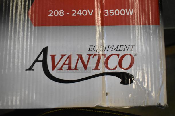 Brand new Avantco 177IC3500P countertop induction range in original packaging, 208-240V, 3500W, slight box wear.