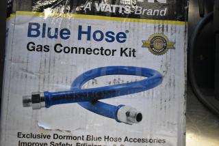 BRAND NEW Dormont 16100KIT48 Deluxe SnapFast 48" Gas Connector Kit with elbows, restraining cable, 1" diameter; packaging shows minor wear.