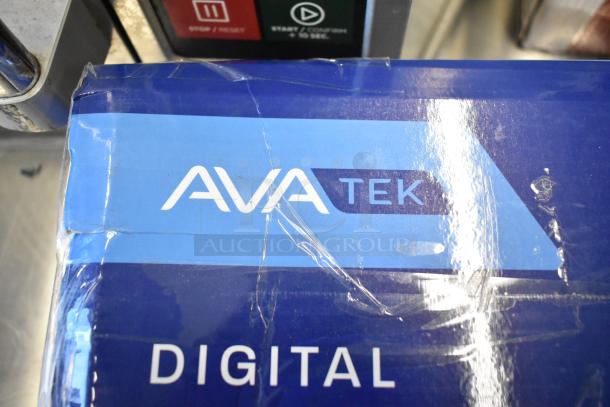 Brand new AvaTek RS150 digital receiving scale box with visible logo and packaging.