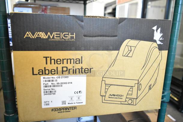 BRAND NEW AvaWeigh OS-2130D Thermal Label Printer, ideal for price computing scales. Model: OS-2130D, Serial: 24H59759.