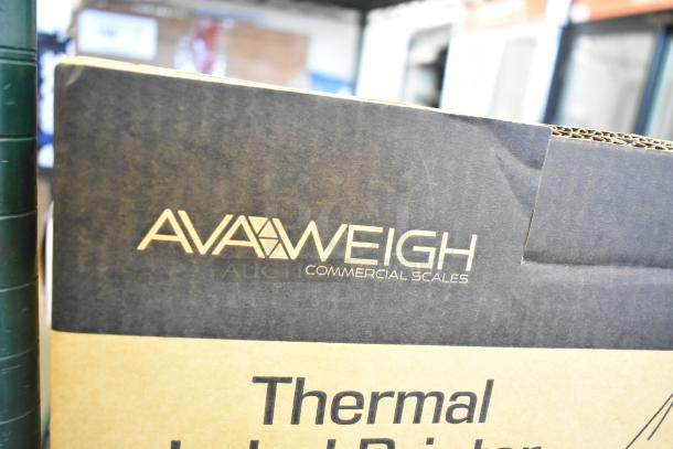 AvaWeigh OS-2130D Thermal Label Printer box, branding visible, new with minor scratches, for price computing scales.