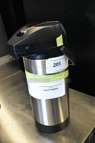 BRAND NEW 344D063 Fetco D063 3.8L stainless steel lined airpot with lever, labeled "Scratch and Dent."