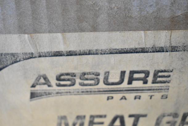 Brand new Assure 190M22HGA meat grinder attachment label, slightly wrinkled, for #22 hub with stomper.
