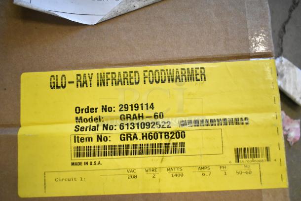 BRAND NEW Hatco GRAH-60 60" Glo-Ray Infrared Food Warmer, 208V, 1 Phase, with scratch and dent. Model: GRAH-60.