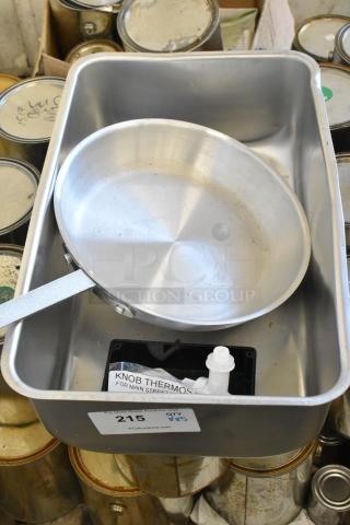 Brand new aluminum fry pan, 14" by Choice; includes thermostat knob for MainStreet Equipment floor fryers. Scratch and dent.