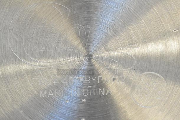Aluminum fry pan base with model 407FRYPAN, text "Made in China" and "NSF" marking. New condition, scratch and dent.