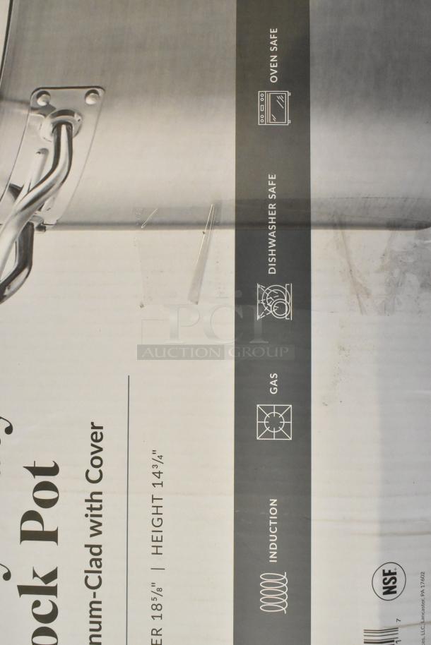 BRAND NEW Vigor 473SSPOT60 SS1 Series 60 Qt. stock pot, heavy-duty stainless steel, aluminum-clad, with cover; oven and dishwasher safe.