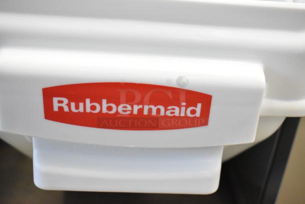 Rubbermaid 6.3 Gallon ProSave Storage Bin with Sliding Lid, scoop included, brand new with minor scratches and dents.