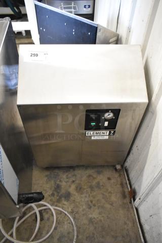 Jun-Air 87R-4MN1-HSBHH stainless steel nitrogen generator for nitro brew, on casters. Features gauge, labeled "Element 7". 120V, 1 phase.