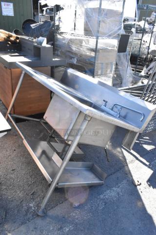 Stainless Steel Single Bay Sink w/ Counter, Back Splash and Under Shelf. - Item #1219478