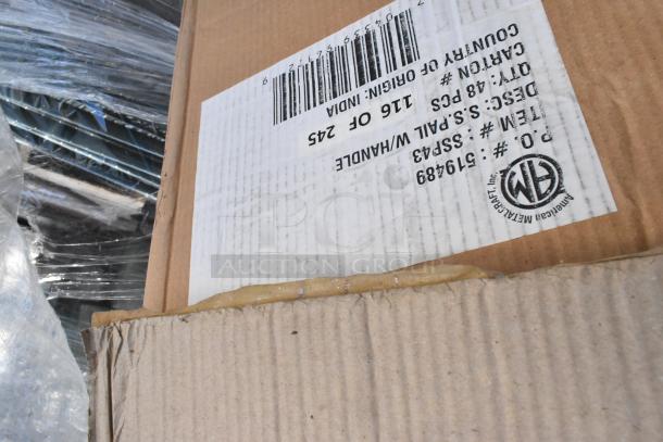 Chrome finish 3-tier wire shelving unit with contents including trash bin, Libbey beer glasses, Dixie Ultra 54550A dispenser. Buyer to dismantle.