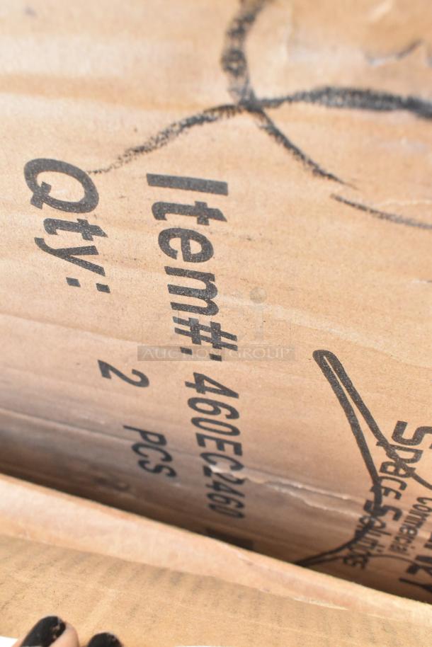 Cardboard box showing item number 460EC2460 and quantity 2 pieces. Contains new scratch and dent auction items.